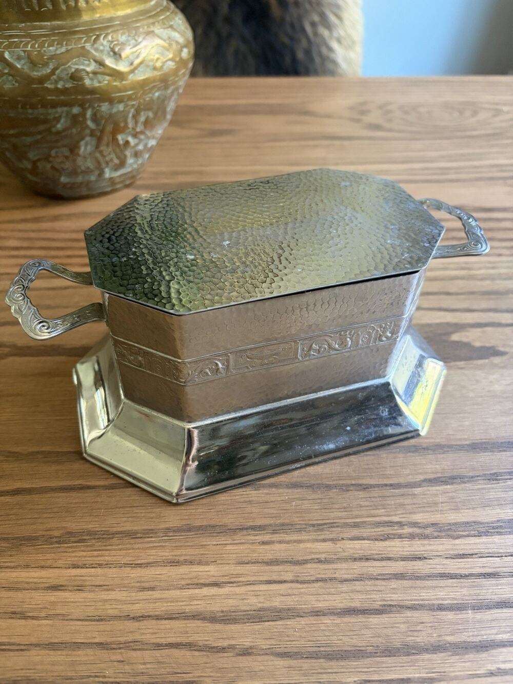 Vintage 1935 Silver Plate Tea Caddy Keystone Silver Co Art Deco Silver Tea Box